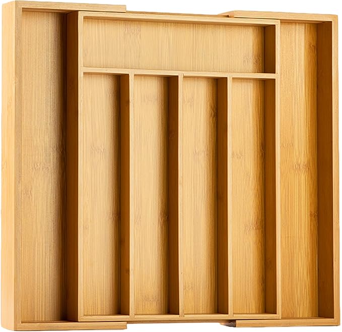 Bellsal Silverware Organizer Kitchen Drawer Organizer Expandable Bamboo Utensil Holder Cutlery Tray for Kitchen Utensil and Flatware Bedroom Office-NeatNest