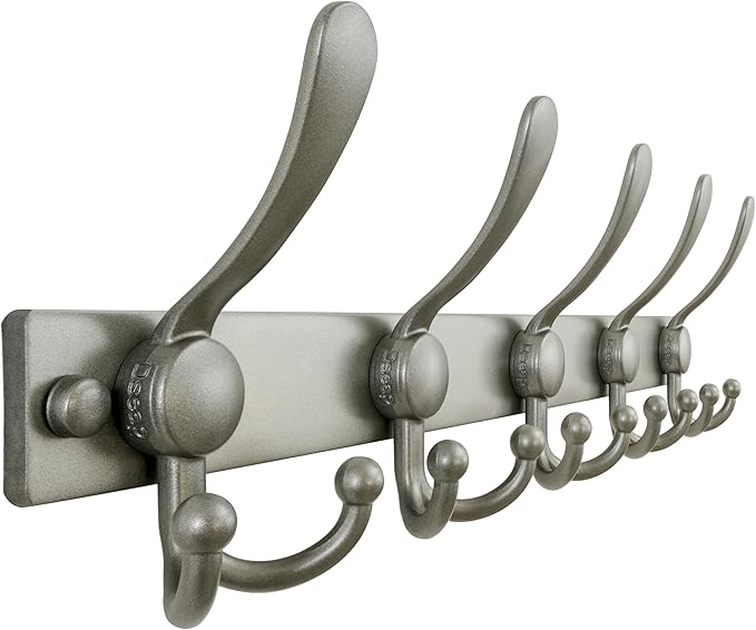 Dseap Coat Rack Wall Mount 2.0 Pro: Heavy Duty 300% Thicker, 16" Stud Mount, Stainless Steel Wall Coat Hooks Hanger for Clothes Jackets Hats Entryway Closet, MaxStrong Series, Grey