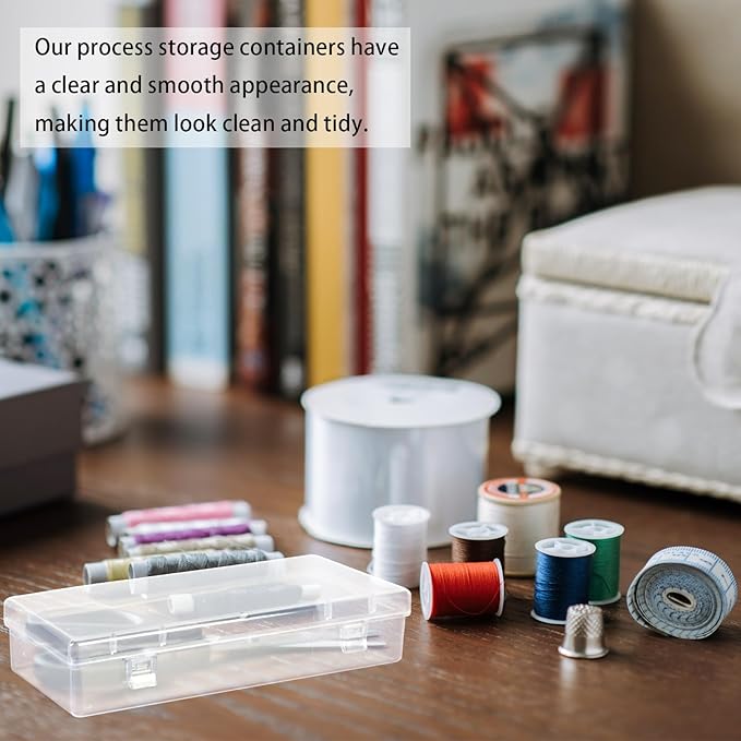 10 Pcak 6'' Plastic Storage Boxes, Small Storage Containers with Hinged Lids, Rectangle Clear Boxes for Beads, Jewelry, Game Pieces, Pens and Crafts Items(6.2'' x 2.5'' x 1.2'')-NeatNest