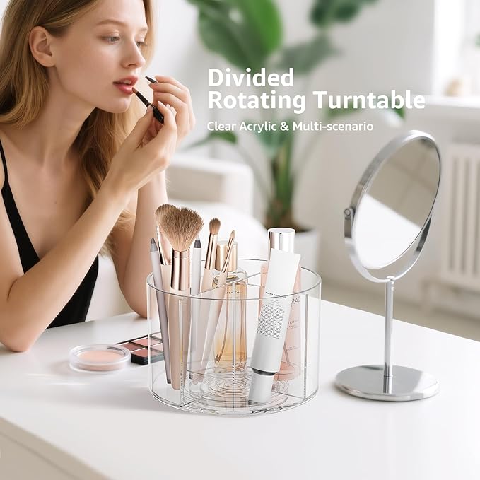 Divided Drink Packet Organizer, Rotating Turntable Organizer, Clear Lazy Susan for Powdered Drink Mix, Water Drink Packet Holder-NeatNest