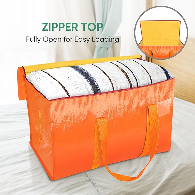 BALEINE 8-Pack Oversized Moving Bags with Reinforced Handles, Heavy-Duty Storage Tote for Clothes, Moving Supplies (Orange, 8-Pack)-NeatNest