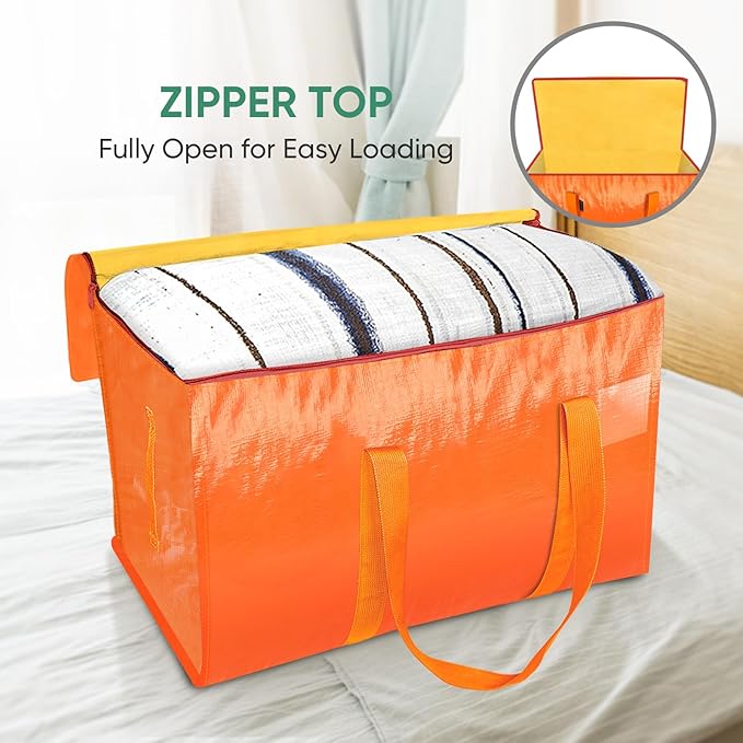 BALEINE 2-Pack Oversized Moving Bags with Reinforced Handles, Heavy-Duty Storage Tote for Clothes, Moving Supplies (Orange, 2-Pack)-NeatNest