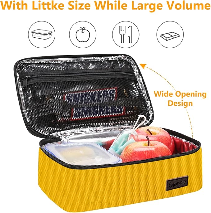 Gloppie Mini Lunch Box Small Kids Lunch Bag Compact LunchBox Bag, CPC Certified | Child-Safe Materials, Insulated LunchBag Reusable Sandwich Containers Snack Box, Yellow-NeatNest
