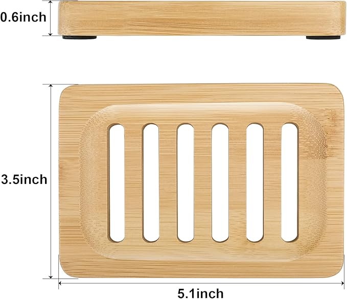 Anwenk Bamboo Wooden Soap Dish, Bar Soap Holder Soap Tray for Shower Bathroom Kitchen Sink Drainer - 2 Pack (Natural Color)-NeatNest