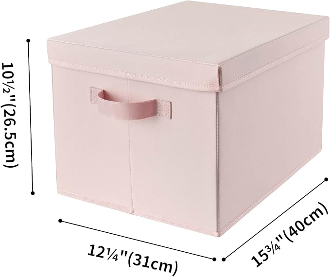 GRANNY SAYS Storage Bins Fabric, Large Storage Bins with Lids, Collapsible Storage Box Closet Shelf, Decorative Storage Baskets for Organizing Bedroom Dorm Nursery, Pink, 3-Pack-NeatNest