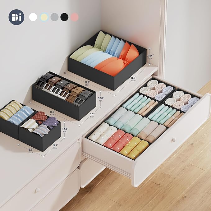DIMJ Drawer Organizer Clothes Storage - 18 Pack Baby Dresser Organizer for Nursery, Foldable Closet Drawer Organizer Bins for Bedroom Organization, Fabric Storage Dividers for Socks, Underwears, Bras-NeatNest