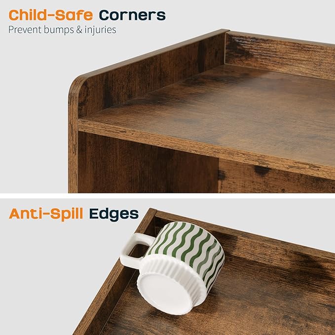 Yoobure Mid Century Modern Nightstand for Small Spaces - Small Side Table with Storage Shelf, Wood End Table Night Stand, Vintage End Tables Living Room, Minimalist Side Tables for Bedroom Dorm Office