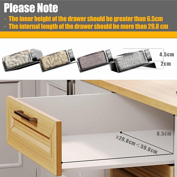 Famhap Spice Drawer Organizer, 4 Tier Expandable from 11.6" to 23.2" Seasoning Rack Tray Insert for Kitchen Drawers, Spice Rack Tray for Drawer/Countertop-NeatNest