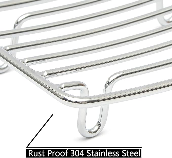 Bar Soap Dish Holder for Shower Bathroom Stainless Steel Rust Proof Self Draining with White Soap Saver Pad-NeatNest