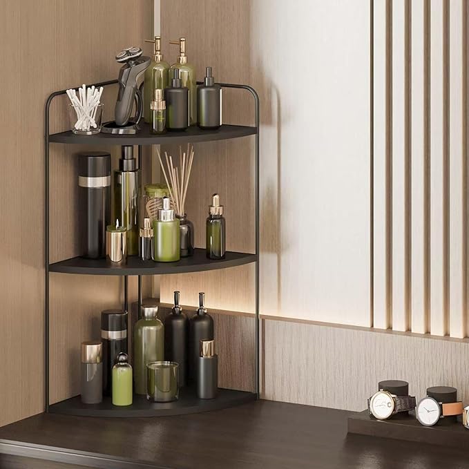 Bathroom Counter Organizer,Countertop Organizer,Vanity Organizers,Bathroom Storage,Bathroom Sink Caddy,Counter Shelf,Corner Counter,Corner Shelves(Black)-NeatNest