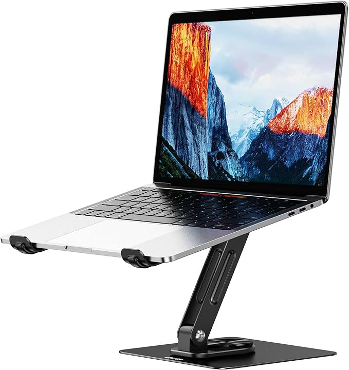 BESIGN LS12 Laptop Stand with 360° Rotating Base, Ergonomic Adjustable Notebook Holder, Riser Holder Computer Stand Compatible with Air, Pro, Dell, HP, Lenovo More 10-14" Laptops (Black)-NeatNest