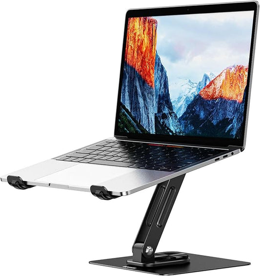 BESIGN LS12 Laptop Stand with 360° Rotating Base, Ergonomic Adjustable Notebook Holder, Riser Holder Computer Stand Compatible with Air, Pro, Dell, HP, Lenovo More 10-14" Laptops (Black)-NeatNest