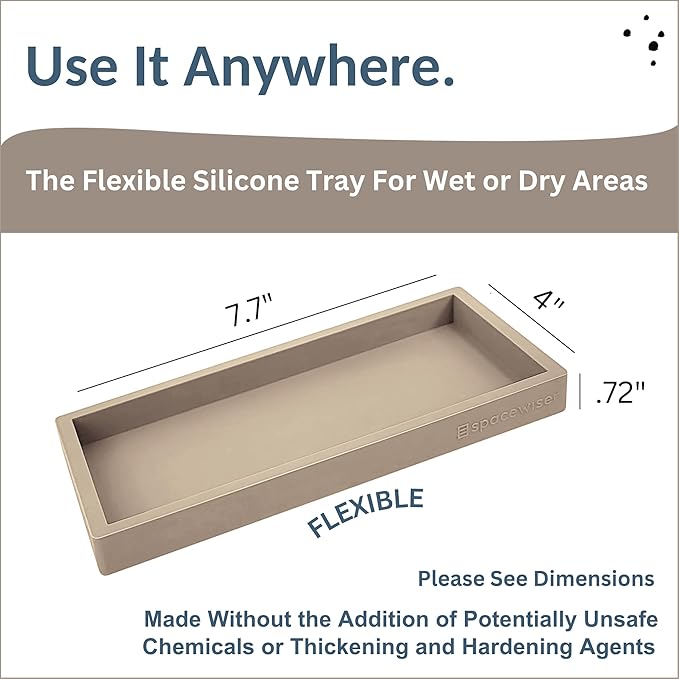 Countertop and Vanity Tray - Small 7.7” Silicone Tray for Soap Dispenser Bottles, Bathroom Trays, Kitchen Sink Trays, Sink Caddy Kitchen Sinks Organizer, Soap Dish & Sponge Holder Mat-NeatNest