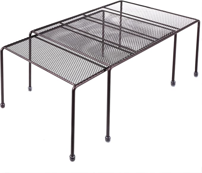 Expandable Stackable Kitchen Cabinet and Counter Shelf Organizer,Kitchen Shelves, Cabinet Organization,Bronze