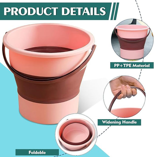 Collapsible Bucket 1.3 Gallon/5L Small Plastic ousehold Cleaning Mop Buckets Foldable Water Bucket for Car Wash Fishing Camping Beach (Pink)-NeatNest