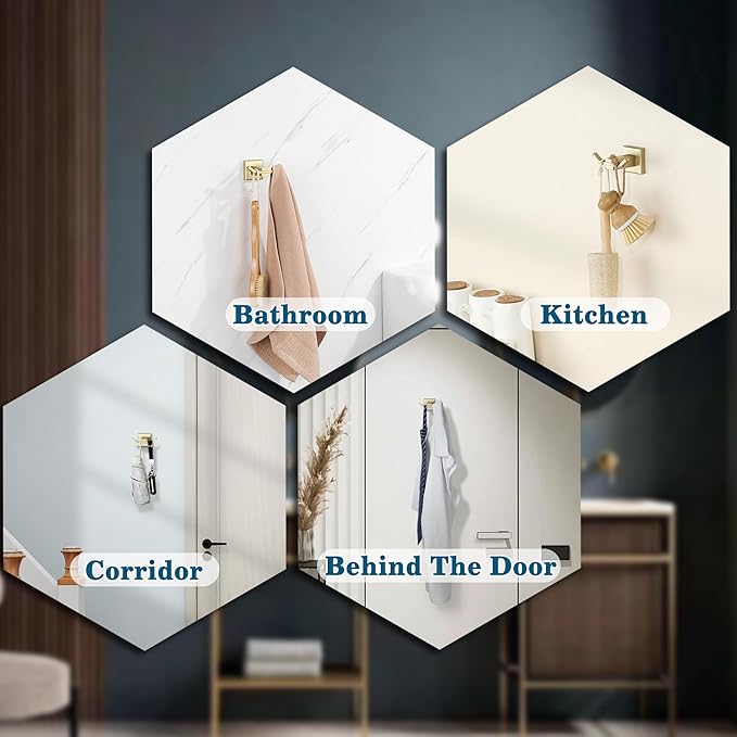 Alise Double Towel Hooks Gold,Wall Mount Coat Hook Towel Robe Clothes Hanger for Bathroom Kitchen Garage Hotel Cabinet,SUS304 Stainless Steel Wall Hooks for Hanging Coat Hat Towel,Pack of 2