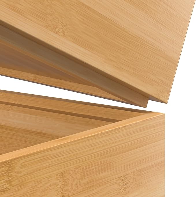 Bamboo Drawer Organizer, Stackable Utensil Organizer for Kitchen, Bamboo Storage Box Wood Silverware Tray for Drawer 15" x 6" x 2" Set of 2-NeatNest