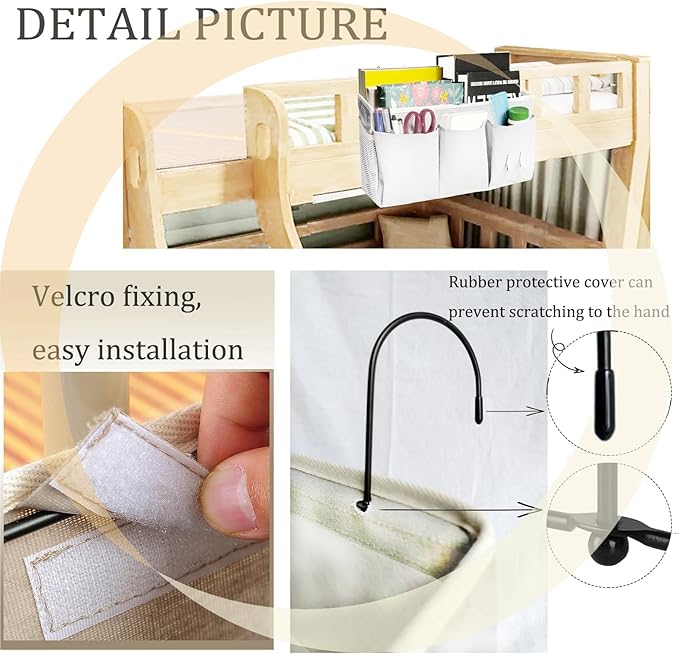 Bedside Caddy, Bedside Hanging Storage Organizer forBunk and Hospital Beds,College Dorm Bed,Can be Placed Glasses Books Mobile Phones (White 2)…-NeatNest