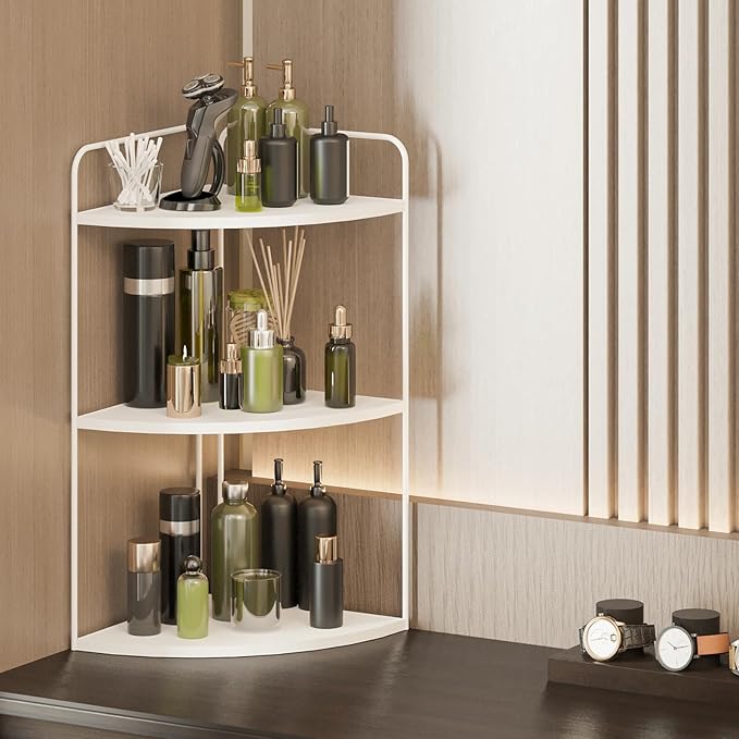 Bathroom Counter Organizer,Countertop Organizer,Vanity Organizers,Bathroom Storage,Bathroom Sink Caddy,Counter Shelf,Corner Counter,Corner Shelves(White)-NeatNest