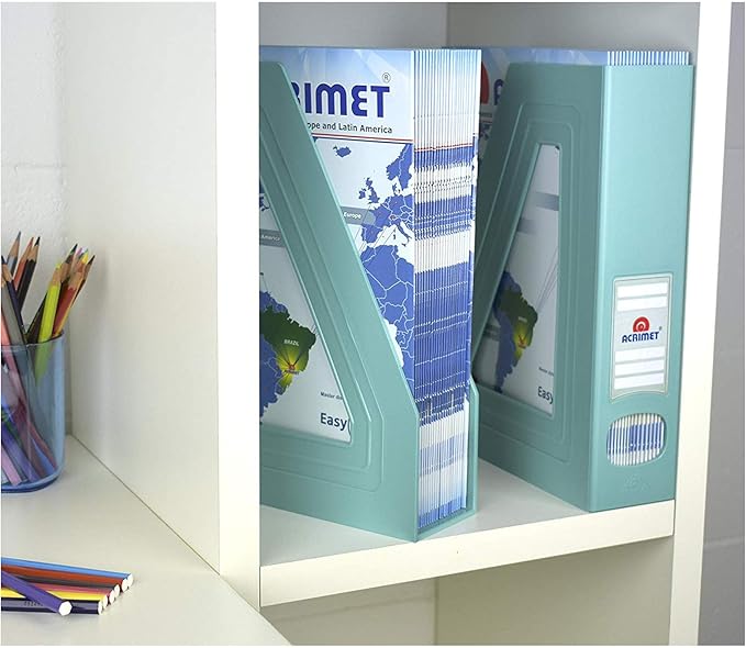 Acrimet Magazine File Holder, Durable Rack, Space-Saving Organizer (Plastic) (Solid Green Color) (2 pack)