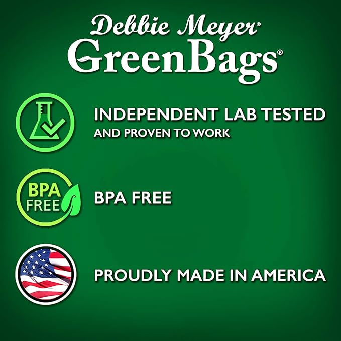 Debbie Meyer, GreenBags 40-Pack (16M, 16L, 8XL) | Reusable Storage Bags Keeps Fruit, Vegetables, Produce, Cut Flowers Fresh Longer, Kitchen & Fridge Preservation Solution, BPA Free, Made in the USA-NeatNest
