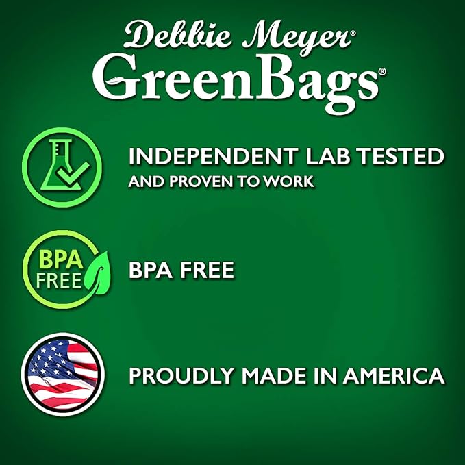 Debbie Meyer, GreenBags 20-Pack (8M, 8L, 4XL) | Reusable Storage Bags Keeps Fruit, Vegetables, Produce, Cut Flowers Fresh Longer, Kitchen & Fridge Preservation Solution, BPA Free, Made in the USA-NeatNest