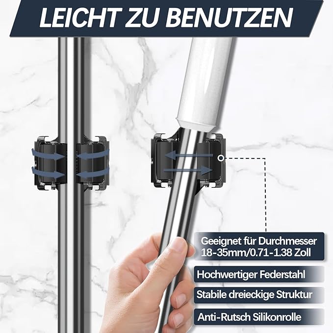Mop and Broom Holder Big Size Hanging 1 KG Extra,Broom Holder 12 Pack,Wall Mount for organizing mop broom in Garden Laundry Room Cleaning Bathroom Kitchen Garage(Black)-NeatNest