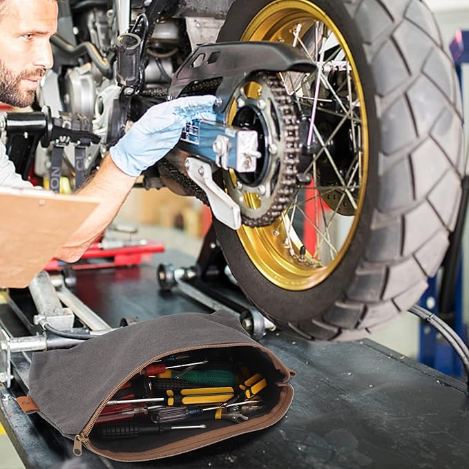 Canvas Zipper Pouch, 3 Pack Small Tool Pouch Organizer, Heavy Duty 16OZ Waxed Canvas Mini Zipper Bag Pouch, 5.7/6.7/12.3 Inch Tool Multipurpose Water Resistant Storage Pouches-NeatNest