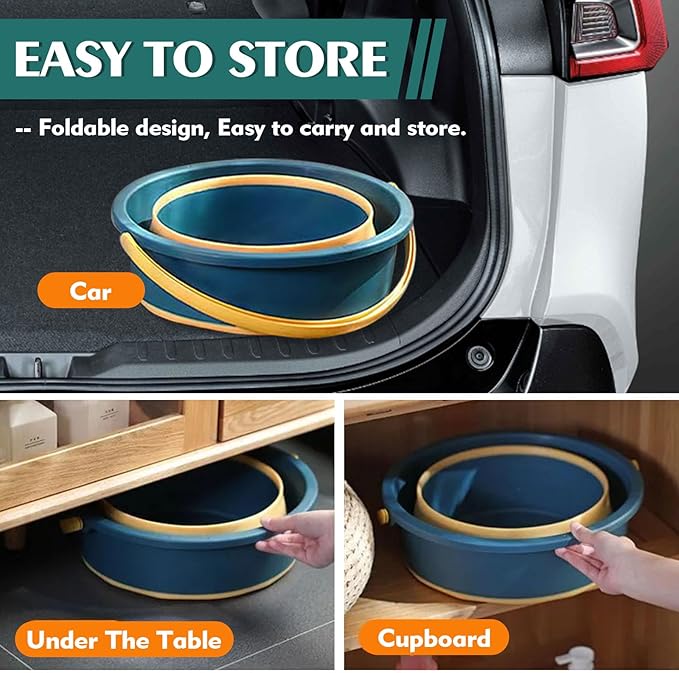 Collapsible Bucket 4.5 Gallon/17L Large Plastic Household Cleaning Mop Buckets Foldable Water Bucket for Car Wash Fishing Camping Beach (Blue-Large)-NeatNest