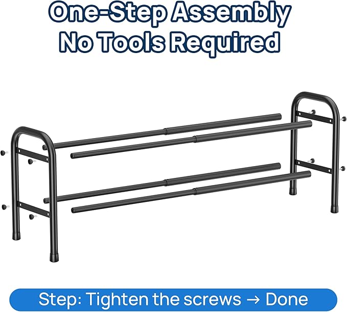 ENJOYBASICS Expandable Shoe Rack, 2 Tier Adjustable Shoe Organizer Shelf for Closet, Black Metal Free Standing Shoe Rack Storage for Small Space, Entryway-NeatNest