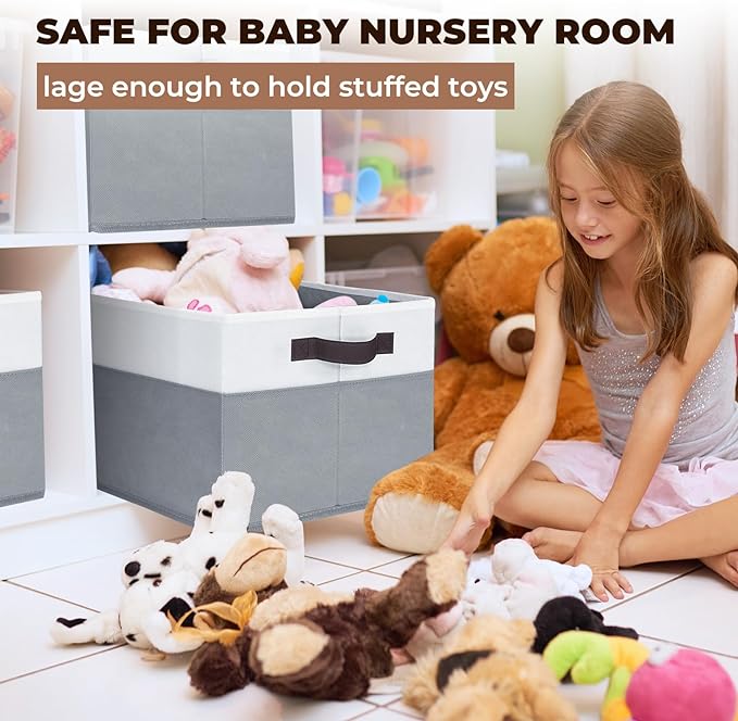 Criusia 6 Pack Clothes Bins for Organization - 16x12 Extra Large Storage Baskets for Shelves Closet Bedroom - Toy Storage Organizer Bins Boxes Cubes for Nursery - RV Apartment Essentials-NeatNest