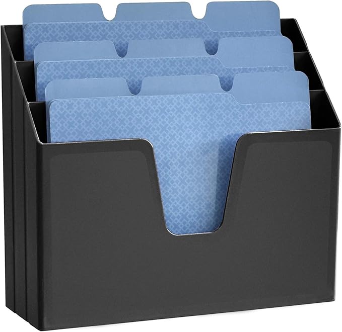 Acrimet Horizontal Triple File Folder Holder Organizer (Black Color)