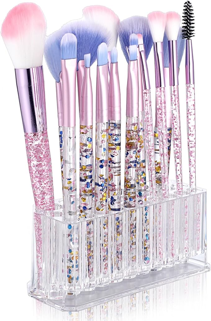 3 Pcs Clear Acrylic Makeup Eyeliner Lip Liner Holder Organizer, 26 Spaces Storage 20 Standard 6 Jumbo Cosmetic Pencil Makeup Display Case Refillable Container Clear Cosmetic Storage Display Holder-NeatNest