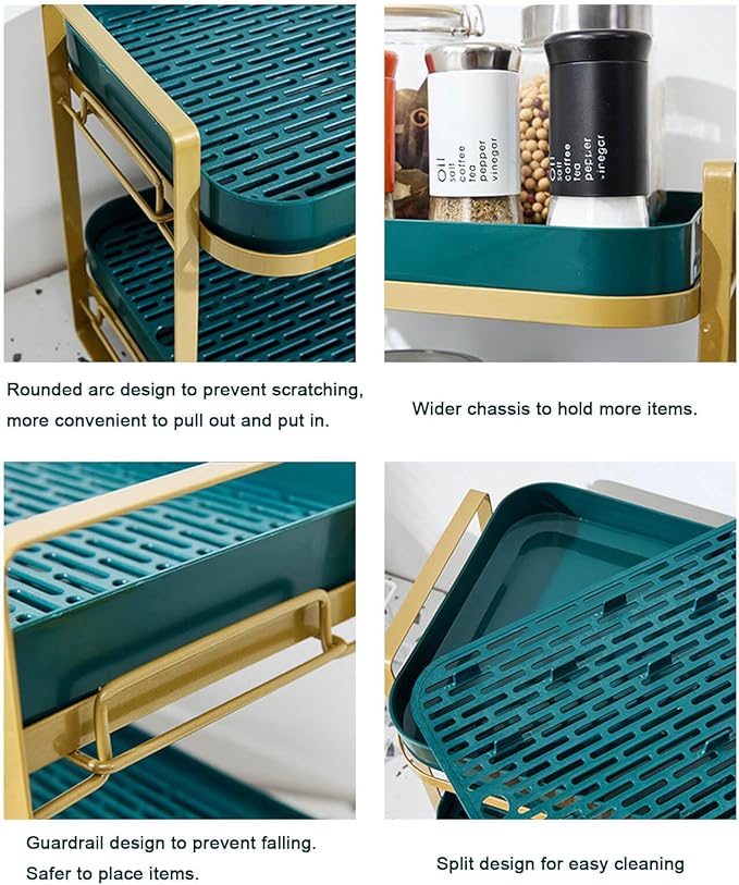 Cup Drying Rack Stand 2 Tier Organizer Countertop Station Shelf Strong Carbon Steel Multi-Functional Storage Organizer for Home Office Kitchen Coffee Cups, Mugs, Glass Cups Etc Green-NeatNest