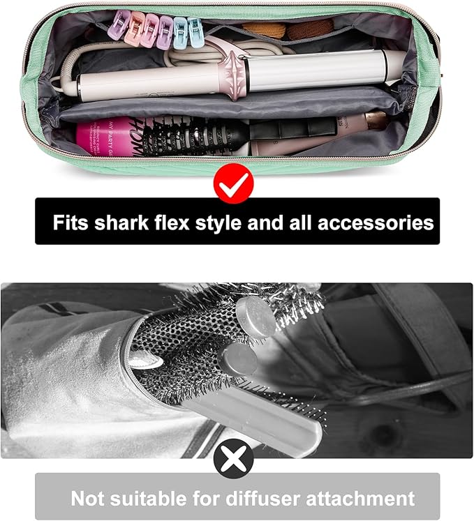 Hair Tools Travel Bag for Shark Flexstyle Dyson, Quilted Case Organizer Bag, Gift for Women Hair Accessories Storage Bag, Travel Hairdryer Portable Bag for Women, Teal-NeatNest