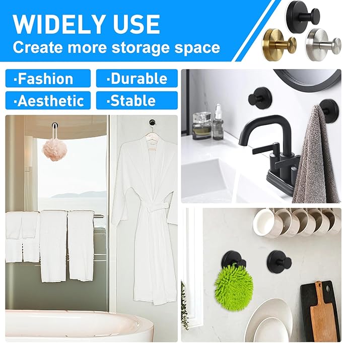 2 Pack Suction Cup Hooks for Shower, Exquisite Metal Shell & No Drill suction hooks for shower wall for Bathroom Wall, Kitchen, Glass, Mirror, Tile to Hang Towels, Robes, Loofah - Wire-Drawing Silver