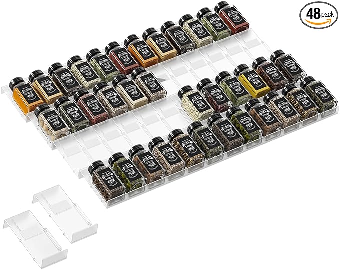 Famhap Spice Drawer Organizer, 48PCS Interlocking Expandable Seasoning Rack Tray Insert for Kitchen Drawers, Spice Rack Drawer for Spice Jars-NeatNest