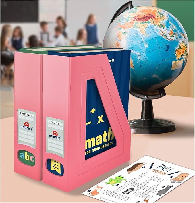 Acrimet Magazine File Holder, Durable Rack, Space-Saving Organizer (Plastic) (Solid Pink Color) (2 pack)