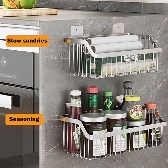 Stainless Steel Hanging Wire Basket Organizer - L 13.78Inch for Cabinet Pantry, Kitchen, Bathroom Storage-NeatNest