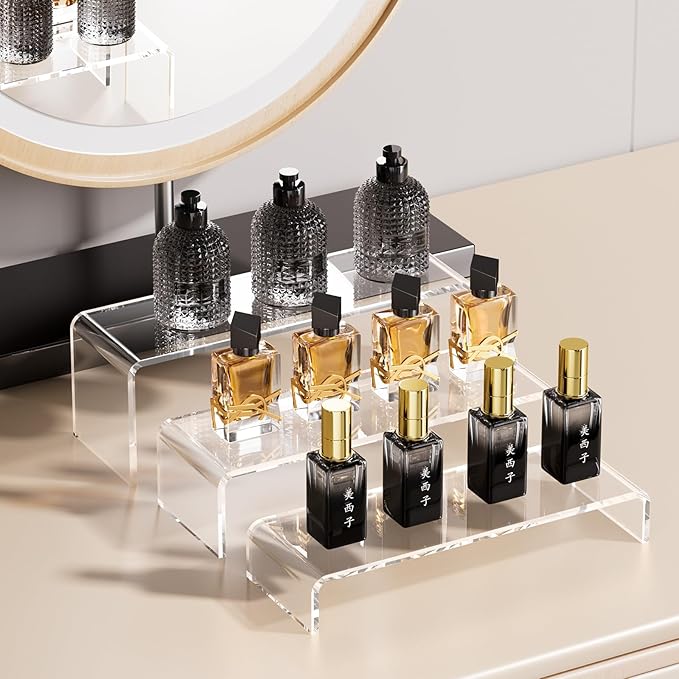 Acina Clear Acrylic Display Risers: 4mm-Thickened Transparent 6Pcs Display Stand shelf - 6Tiers Rectangular tiered Ideal for Collectibles Party Cake Dessert Holder Floating Visual Display Shelves-NeatNest