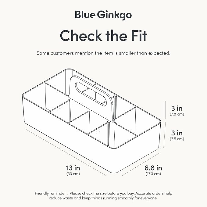 BLUE GINKGO Stackable Organizer Caddy – Korean-Made Portable Tote for Bathroom, Office, Crafts, or School Supplies (Long Rectangle, White)-NeatNest