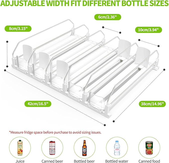 Drink Organizer for Fridge, Soda Can Dispenser for Refrigerator, Automatic Drink Dispenser for Fridge Holds up to 25 Cans, 5 Row