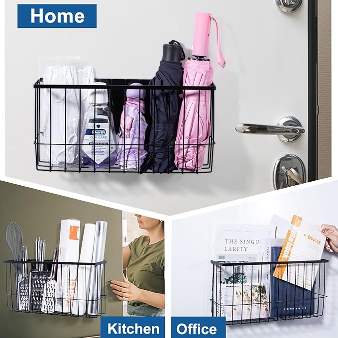 dedoot Magnetic Holder Locker 14.1"x 3.9"x 7" Strong Magnetic Black Mesh Holder Magnetic Basket Organizer Shelf Rack for Whiteboard,Fridge, Sponge, Recipe, Beverage,Refrigerator,Office File Foil-NeatNest