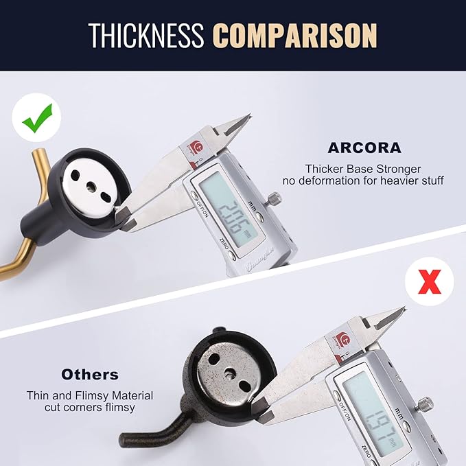 ARCORA Towel Hooks Black and Gold, SUS 304 Stainless Steel Wall Hooks, Heavy Duty Robe Hooks 1 Pack, Bathroom Towel Hooks for Wall