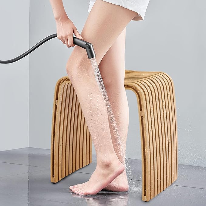 Bamboo Bathroom and Dining Stool, Bamboo Bench, Durable and Beautiful Designed for Bathroom Room, Dining Room, Living Room and Bedroom,