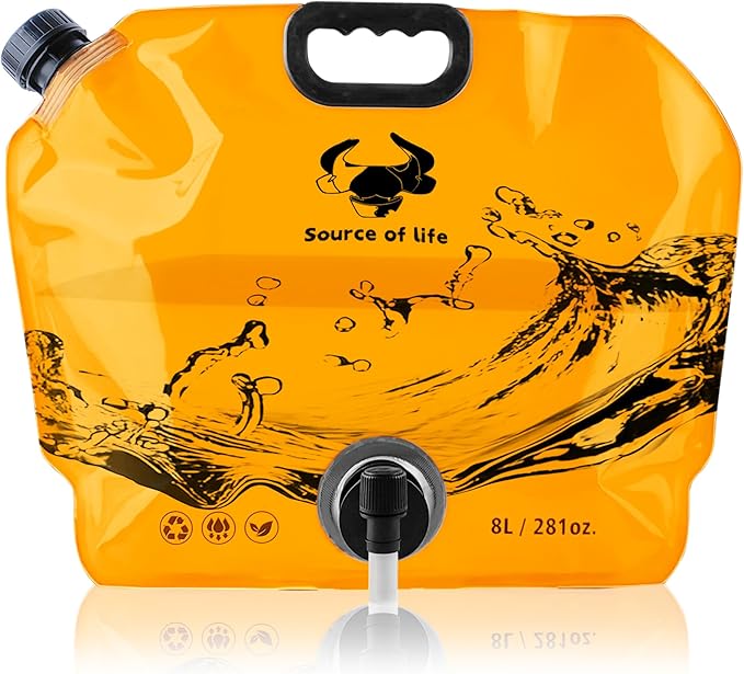 Camping Water Jug 2.1 Gallon CollapsibleWater Container Portable Water Bag for TravelOutdoor Hiking BPA Free Lightweight (Orange (2.1 Gal), 1)-NeatNest