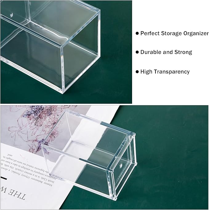 dedoot Acrylic Drawer Organizer, Clear 1 Compartment Makeup Organizer Transparent Plastic Makeup Brush Holder Pen Holder Jewelry Accessories Storage Acrylic Square Cube Box,2.5X2.5X3.8 Inches-NeatNest