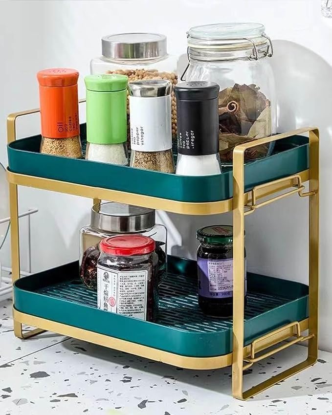 Cup Drying Rack Stand 2 Tier Organizer Countertop Station Shelf Strong Carbon Steel Multi-Functional Storage Organizer for Home Office Kitchen Coffee Cups, Mugs, Glass Cups Etc Green-NeatNest