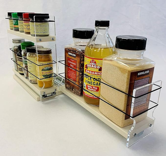 Vertical Spice Combo Spice Rack Drawer - Pull Out Pantry Organizers and Storage - Kitchen Cabinet Organizer - Seasoning Sliding Caddy - Made in USA (5.75" W x 9.25" H x 10.60" D, Partially Assembled)
