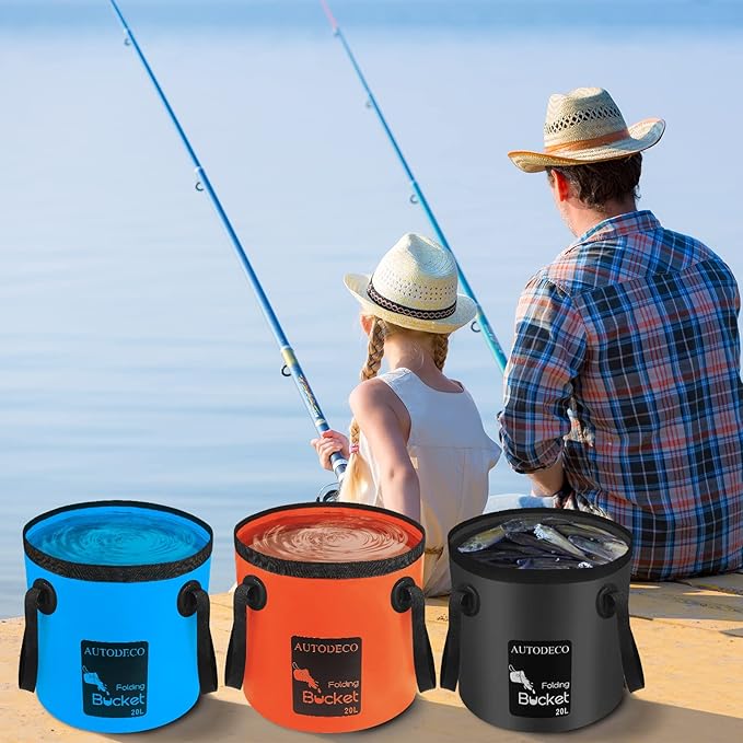 AUTODECO Collapsible Bucket 5 Gallon Container Folding Water Bucket Portable Wash Basin